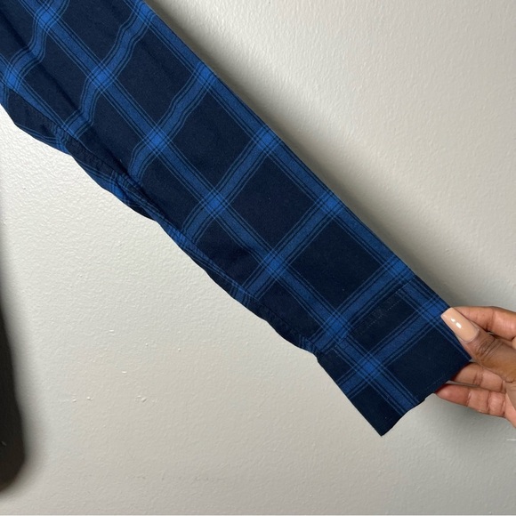 Bonobos Men Button Down Shirt Medium Blue Black Plaid Slim Fit Cotton Flannel - Picture 4 of 9